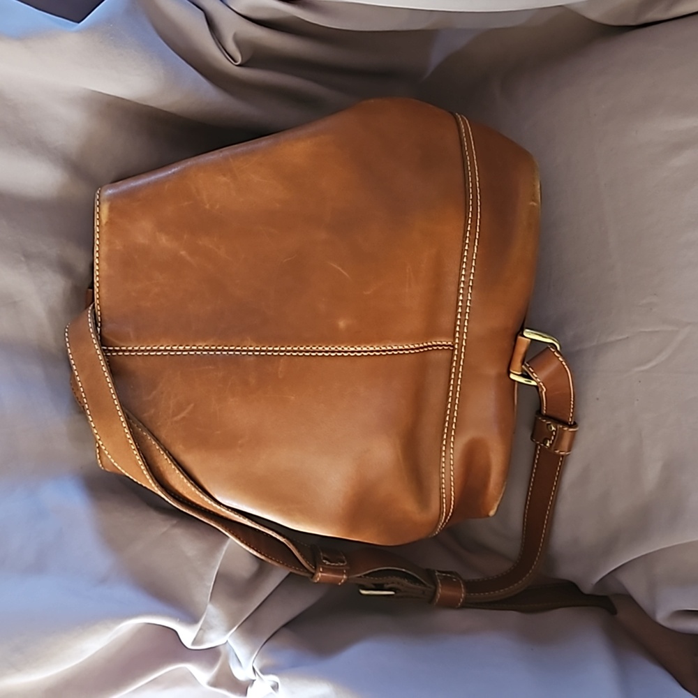 Liz Claiborne Saddle Brown Leather One Strap Backpack - Picture 6 of 6